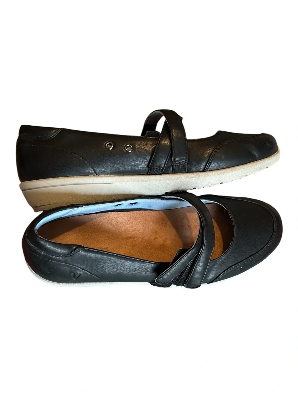 Vionic Cala Black Leather Mary Jane Comfort Flats  Sneakers by Vionic